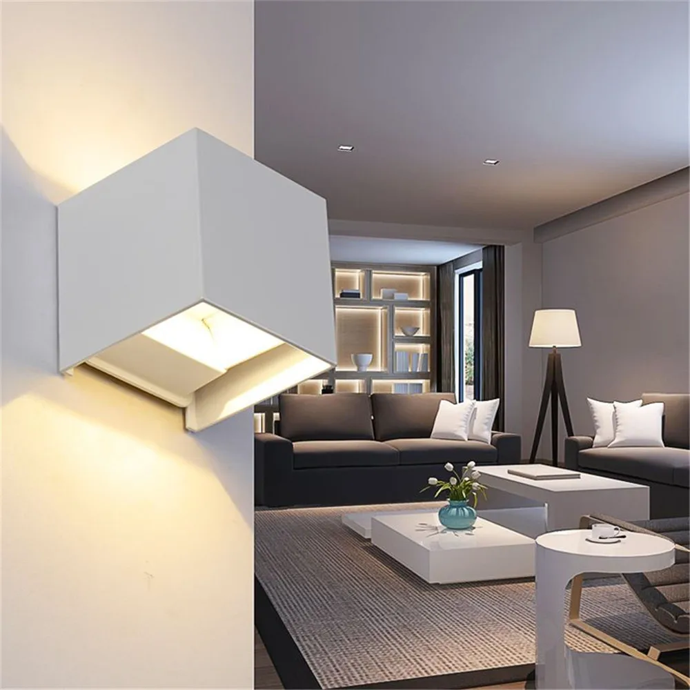 12W LED Wall Light Waterproof IP65 Outdoor Modern Brief Cube Adjustable Wall Lamps Living Room Porch Garden Lamp AC85-265V