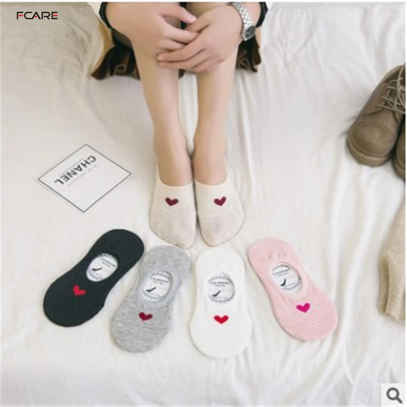 Fcare 10PCS=5 pairs Spring summer new socks female love invisible boat silicone non-slip cotton low | Женская одежда