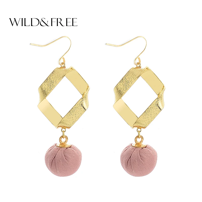 Buy Wild&Free Korea Cute Pink Ball Dangle Earrings For