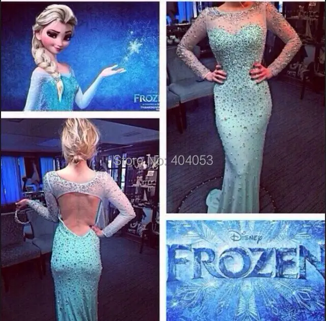 Belle élégant Sirène Ouvert Retour Frozen Robe Elsa Anna