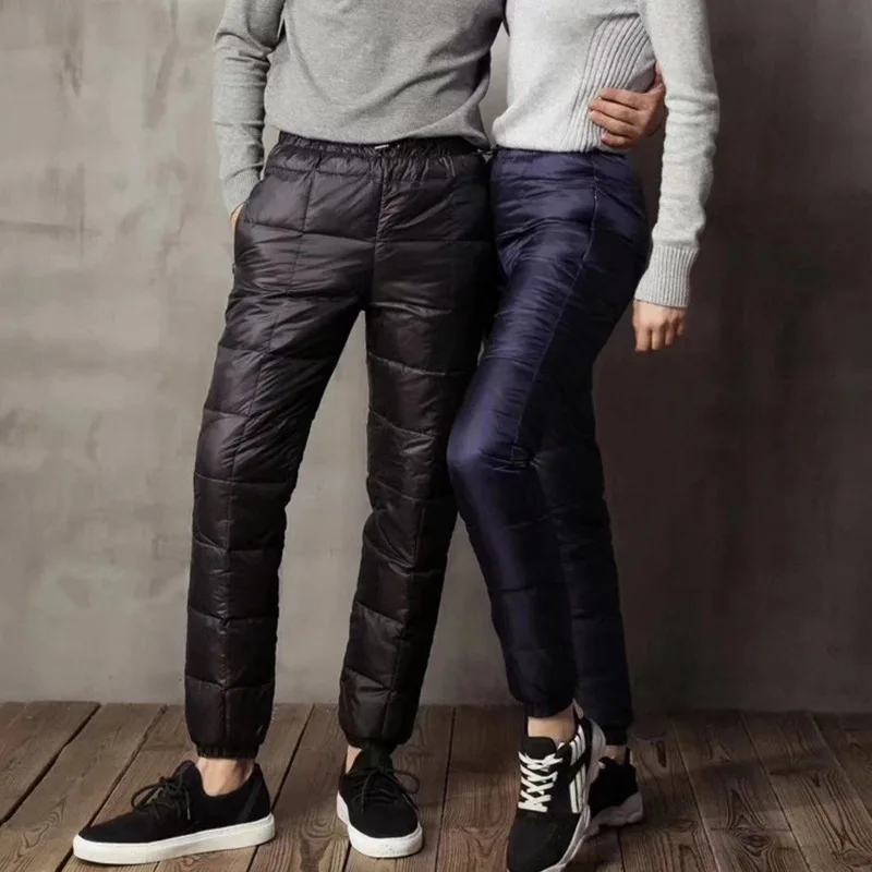 

5XL Winter Men Women Duck Down Pants Coldproof Ultralight Windproof High Waist Warm Outdoor Camping Hiking Trekking Troursers