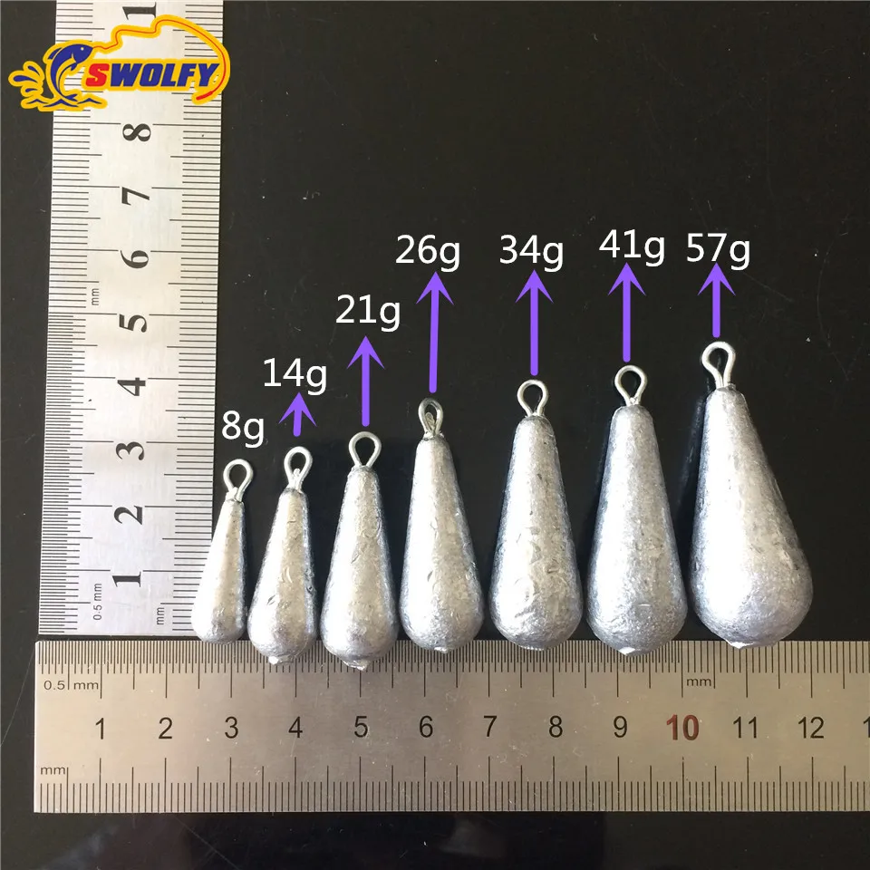 Swolfy 10PCS drop shot sinker dropshot bell sinker with eyelet water droplets lead fishing lead