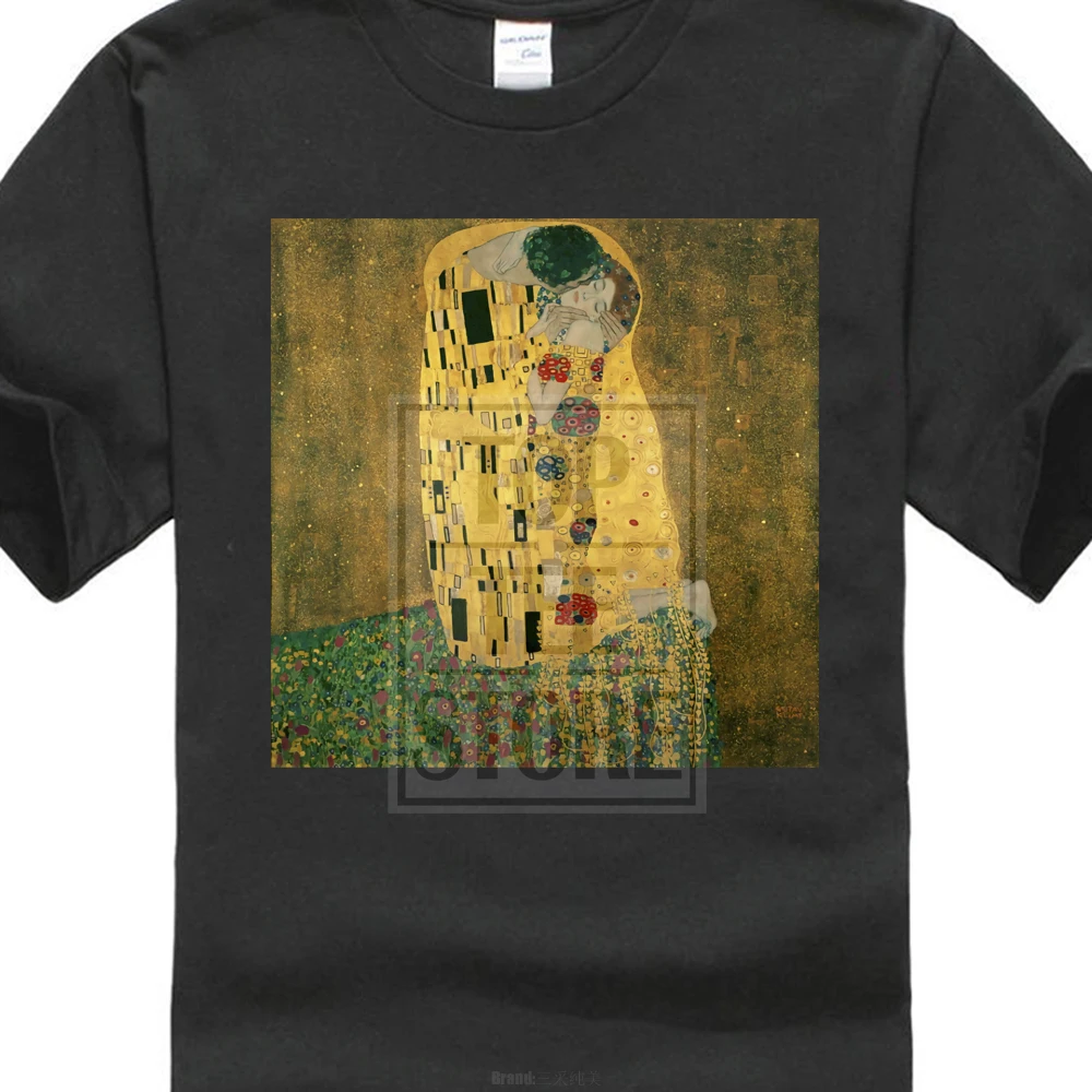 

Hipster Fashion Men T Shirt Gustav Klimt The Kiss Painting T Shirts Men Printing Short Sleeve Crew Neck T Shirt