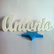Wooden letters together in a star name also personalized, ideal to decorate a dresser for the nursery, for a party