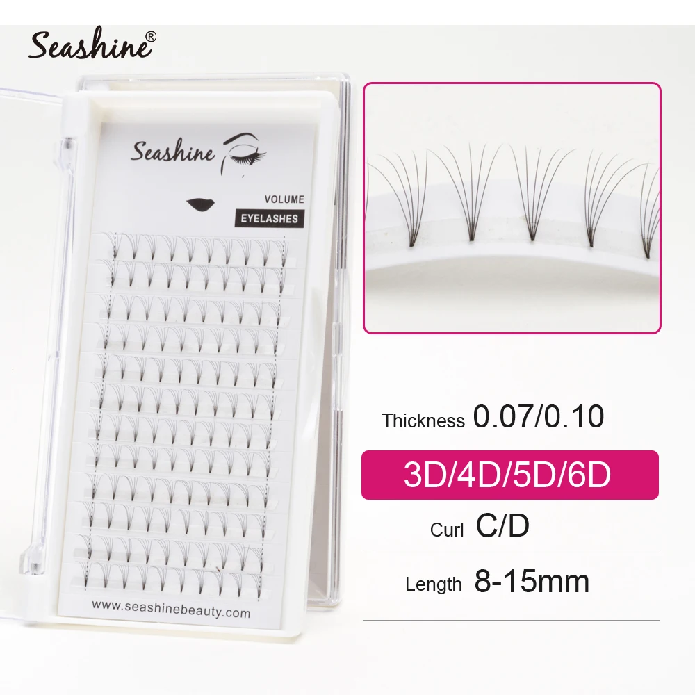 

Seashine Faux Mink Premade Fans 3D 4D 5D 6D Russian Volume Lashes Pre Made Volume Fans Eyelash Extension Lashes Supplies