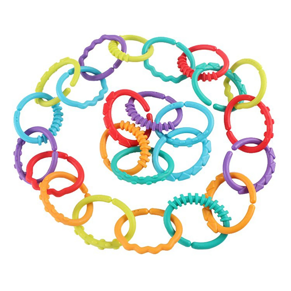 

BABELEMI 24 Pcs/ Set Bright Starts Rainbow Baby Ring Crib Hanging Decoration Toys for Baby Kids 0-12 Months