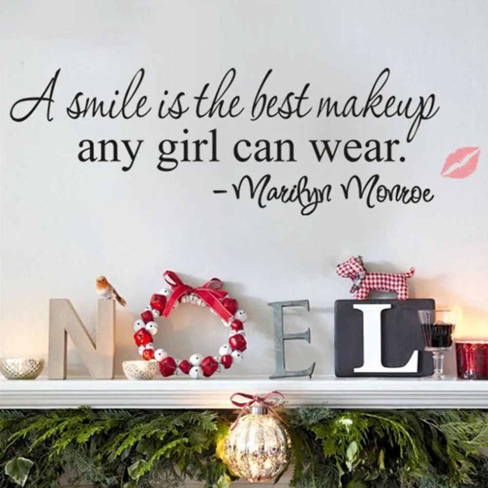 Smile Makeup Art Marilyn Monroe Quote Vinyl Wall Sticker Home Decor Decal 1pcs