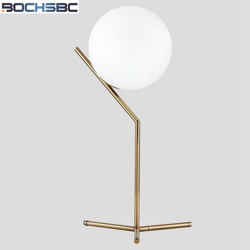 

BOCHSBC Glass Ball Table Lamp with E14 LED Bulb Modern Bedside Lamps Simple Desk Lights for Bedroom Living Room Lampara de mesa