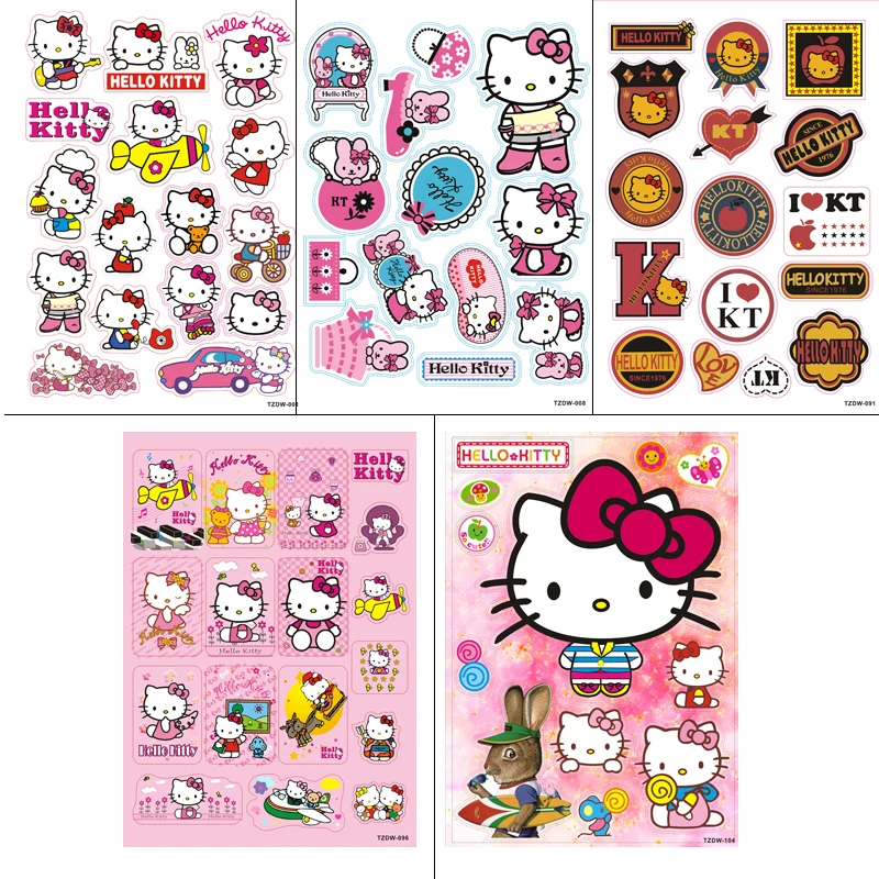 5Desighs A4 Size Hello Kitty Cartoon doodle Sticker