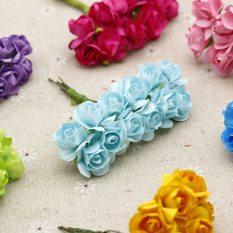 12 шт./партия Разноцветные искусственные бумажные цветы Роза свадебный декоративный подарок