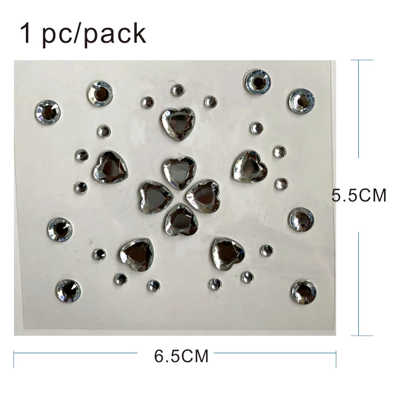 Палка FG12 с прозрачным сердцем на лице драгоценный камень Bindi Dots аксессуары для