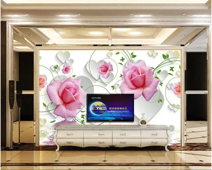 Us 13 93 50 Off 3d Wallpaper Kustom Mural Non Woven Stiker Dinding Lukisan Jantung Bunga Air Naik Wallpaper Foto Wallpaper Untuk Dinding 3 D In