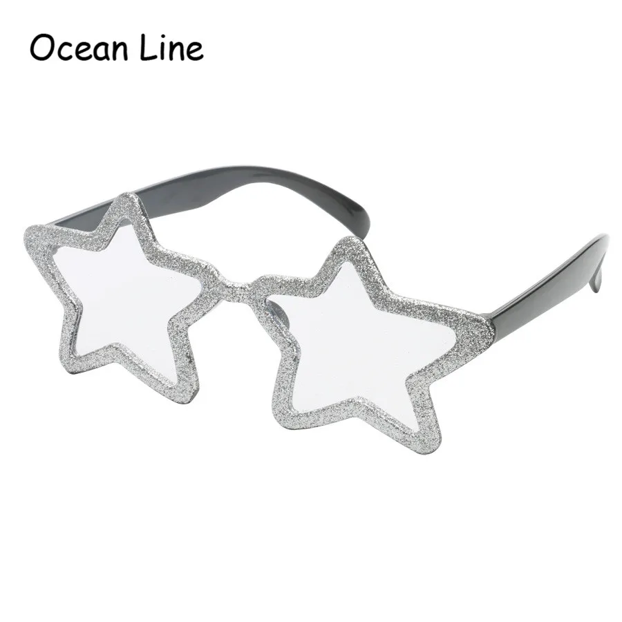 

Lovely Silver Powder Shiny Star Costume Glasses Transparent Lens Party Favors Birthday Props Festive Party Supplies Decoration