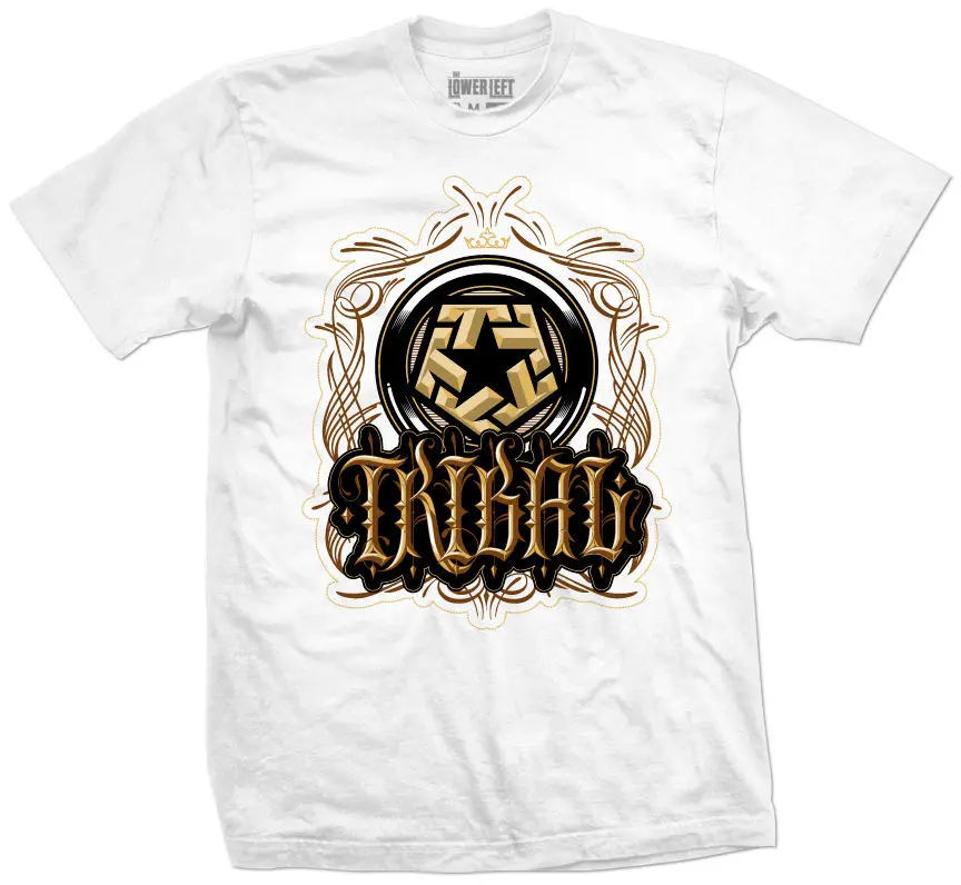

TRIBAL GEAR Originale TESSUTO A RIGHINE SOTTILI STELLA T maglietta biancaMen T-Shirt Top