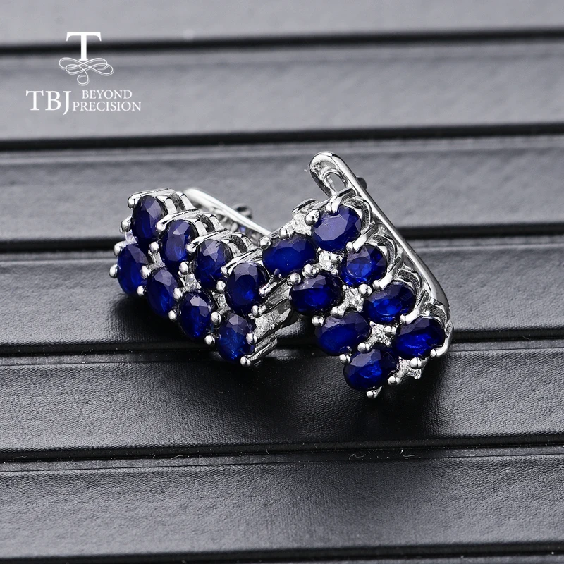 TBJ,natural gems sapphire jewelry set Rings and earrings 925 silver fine jewelry suitable for women wedding or anniversary wear