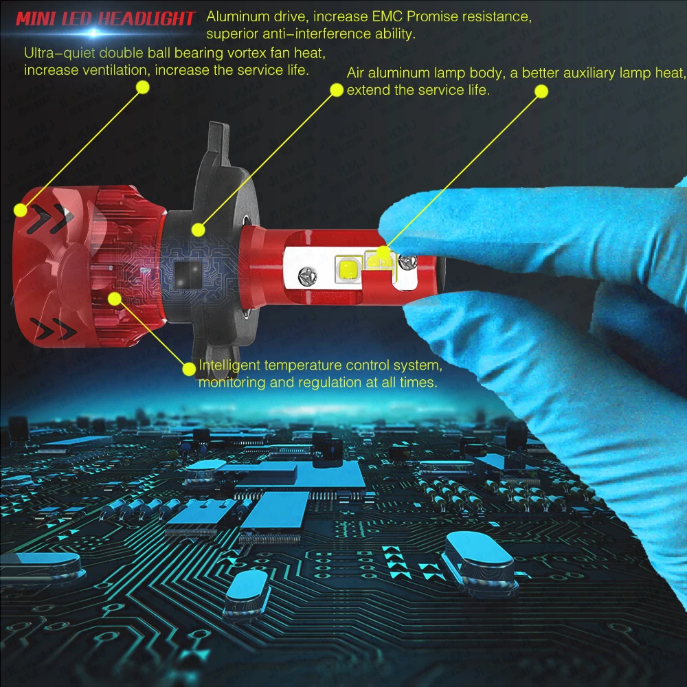 Mini7-H4/9003/HB2 2 шт./лот светодио дный фар автомобиля 60 Вт 9600LM высокое LM COB белый свет водонепроницаемый высококачественный освещения фары