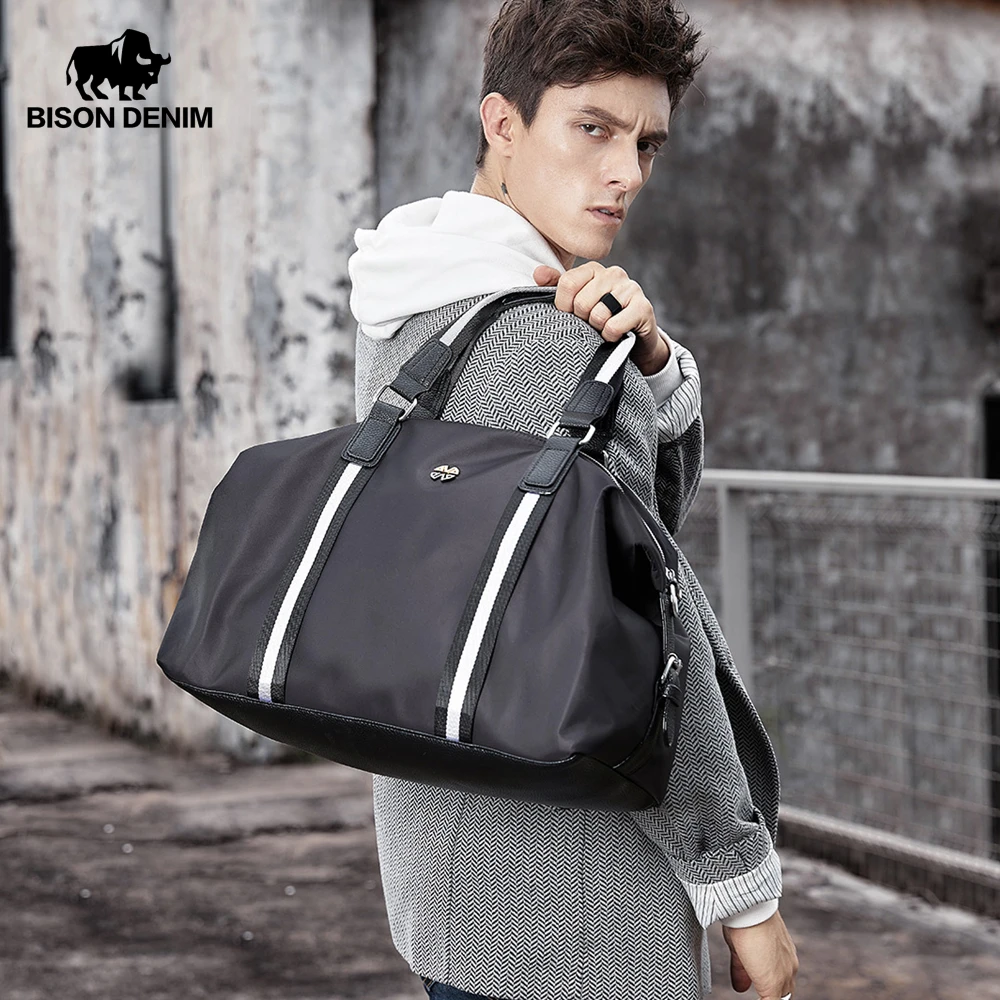 

BISON DENIM Multifunctional Travel Bag Large Capacity Men Luggage Bag Waterproof Travel Duffle Bags Nylon Weekend Bag N5092