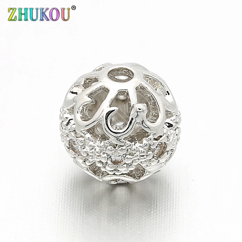 

8mm Handmade Brass Cubic Zirconia Flower Spacer Beads DIY Jewelry Findings Accessories, Hole: 1.5mm, Model: VZ84