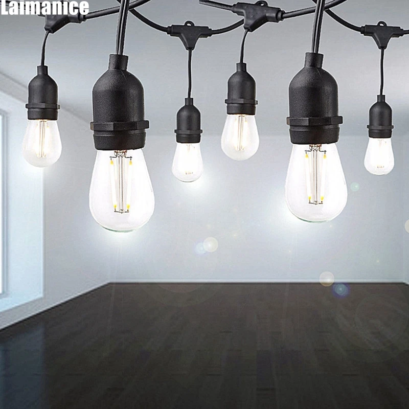 

DHL 10pcs S14 Retro Edison Filament Bulb E26 E27 10M Outdoor LED String Lights Waterproof Street Garden Patio Holiday Christmas