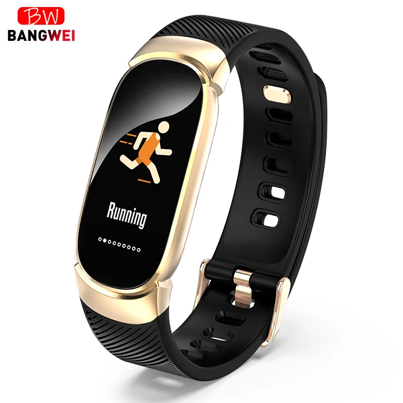 BANGWEI Women Smart Watch for Android IOS mobile phone Bluetooth watch Heart rate blood pressure monitoring  real-time detection