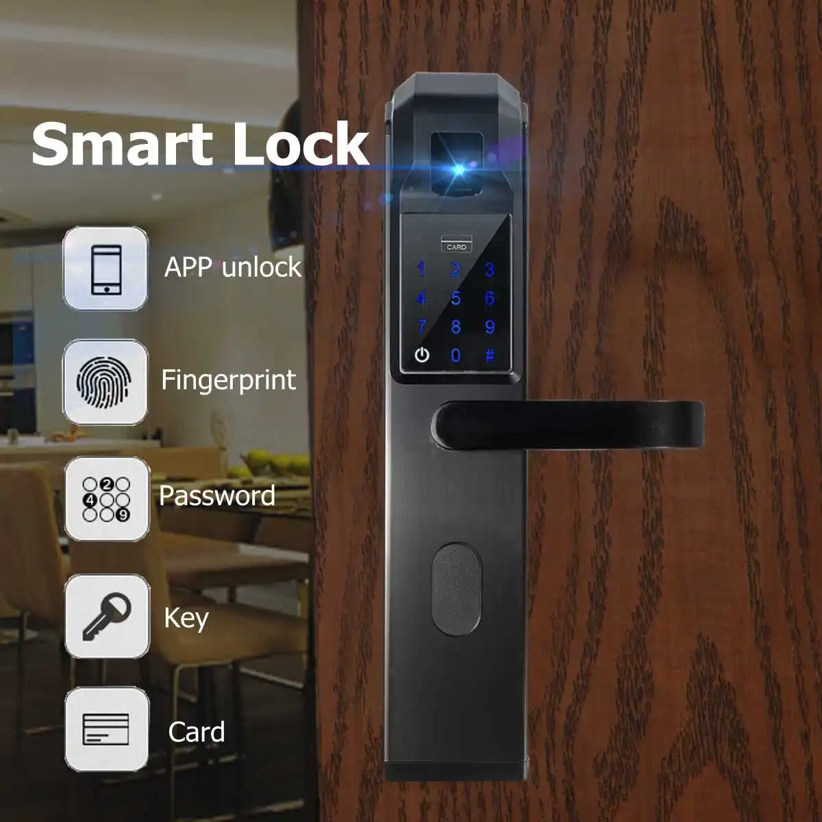  Fingerprint Password Combination Smart Lock Digital Electronic Door Lock Security Intelligent Passw - 33017586416