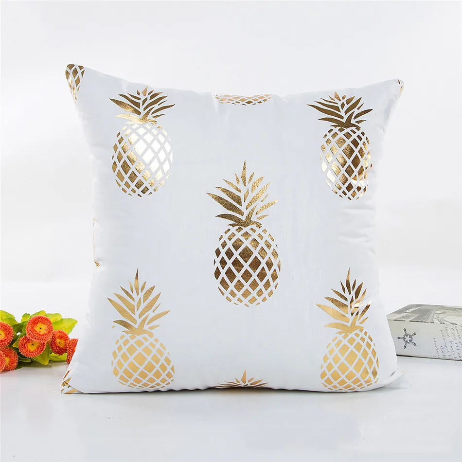Bronzing Cushion Cover Geometry Pineapple Printed Pillow Case Cover Luxury Sequin Gold Bedroom Home Sofa Decorative Pillowcase (4)