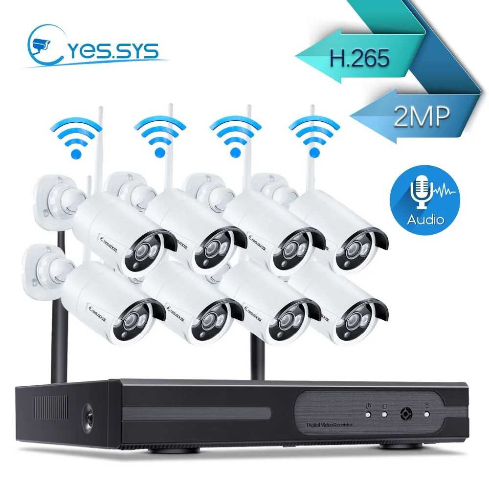 eyes.sys Waterproof 8CH Wireless 1080P NVR Audio system (8) wifi 2.0MP NET IP Camera P2P Security System Surveillance Kit | Безопасность