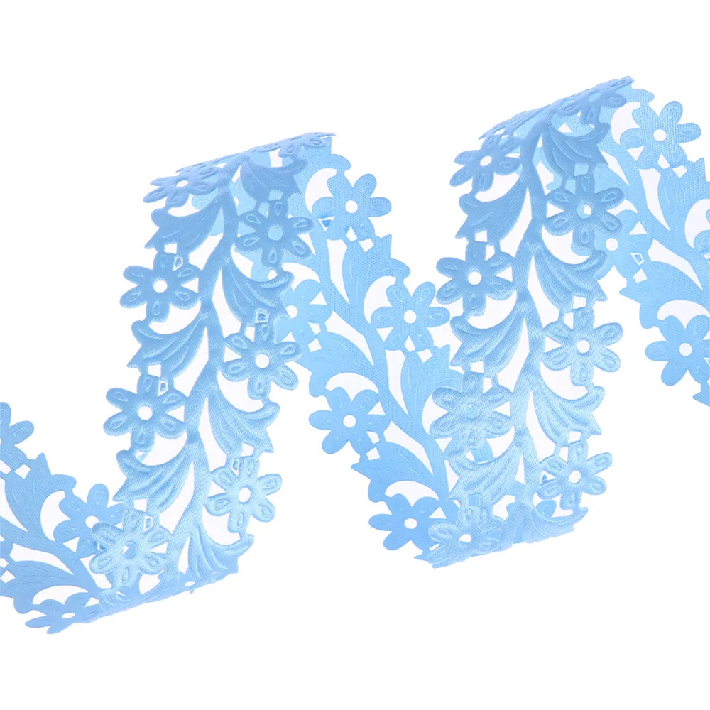 2 ярдов 35 мм Цветочная лента Швейное Ремесло кружевная отделка украшение Красочные DIY одежды вечерние свадебные Швейные аксессуары для художественного оформления - Цвет: Синий