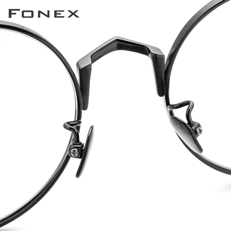 US $43.35 Fonex Pure Titanium Glasses Frame Men Retro Round Myopia Optical Prescription Eyeglasses Frames Women Vintage Eyewear 884