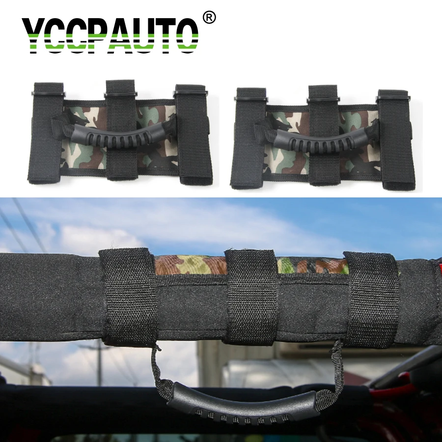 

YCCPAUTO Roll Bar Mount Side Grab Handle For Jeep Wrangler JK CJ TJ VAN Handles Kit Black for 4WD Off Road Accessories 2PCS