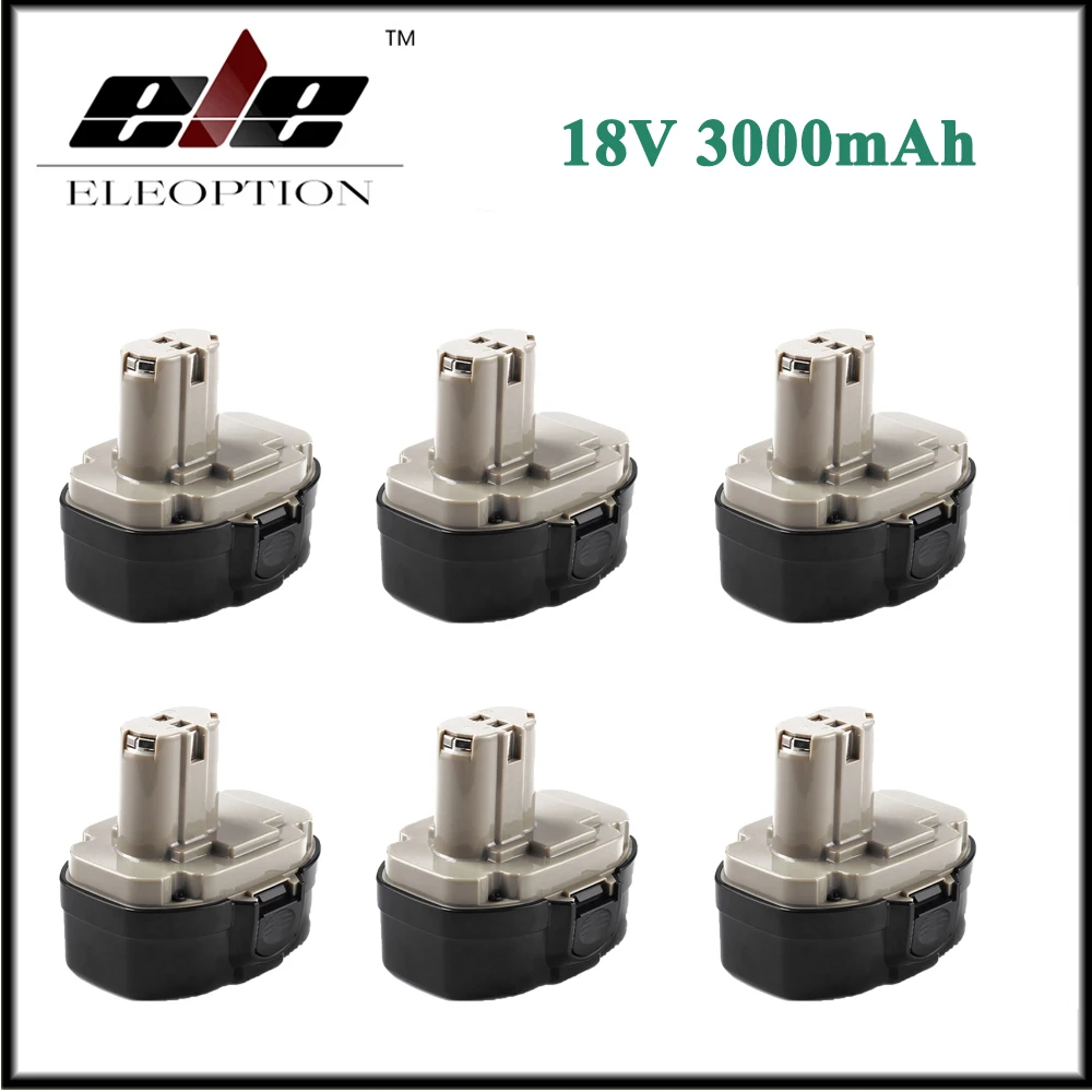 

6x Eleoption 18V 3000mAh Ni-MH Replacement Battery for Makita 1822 1823 1834 1835 192827-3 192829-9 193159-1 193140-2 193102-0