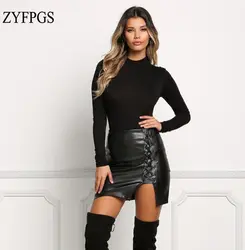 ZYFPGS 2018 Юбки Sexy Разделение юбка для женщин; Большие размеры 5XL на шнуровке ночной клуб Карандаш Мини Юбки Женщины # D0112