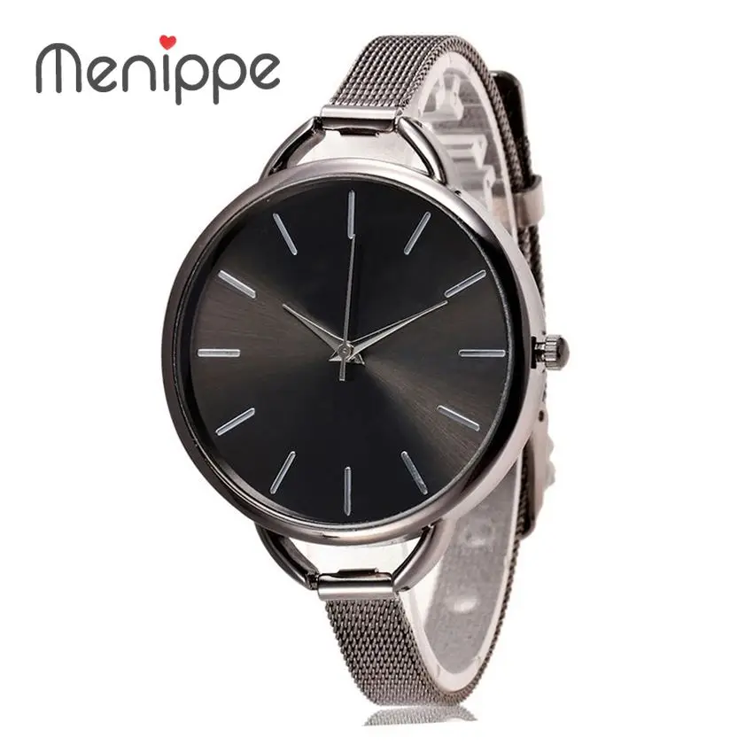 2016 новинка бренд Menippe Relogio Feminino часы для женщин часы нержавеющая сталь Дамская мода повседневное часы кварцевые наручные часы