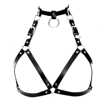 

Leather Harness Bra Women Body Cage Bralette Crop Top Strappy Steampunk Goth Fetish Bondage lingerie Plus Size festival Ravewear