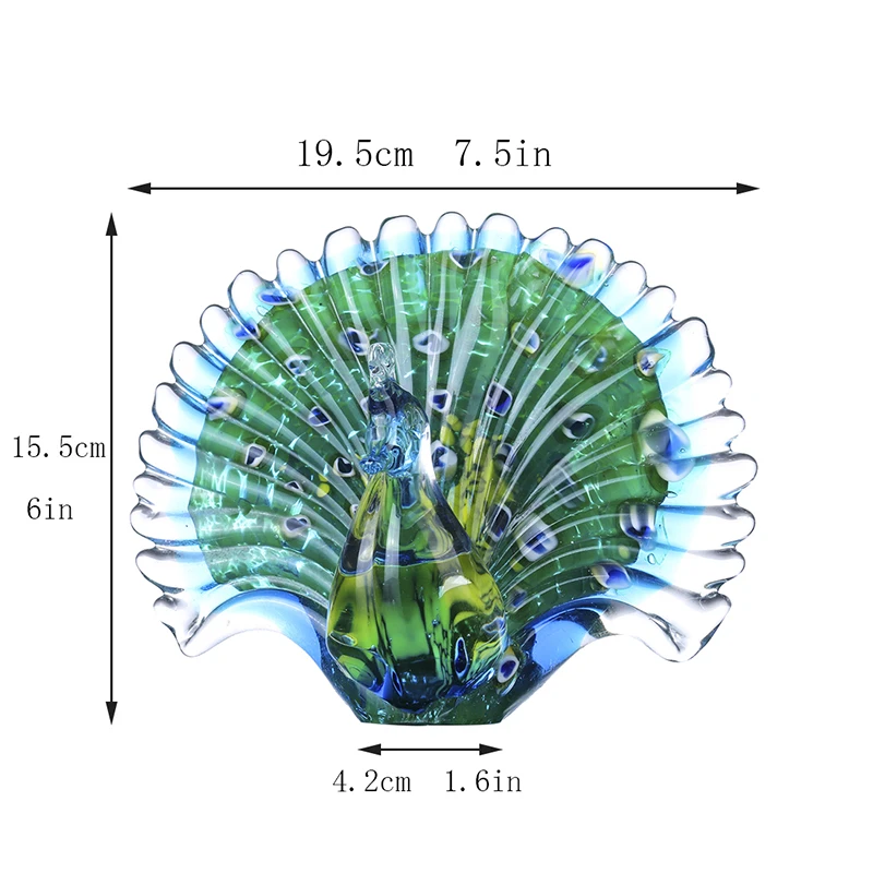H& D ручной выдувный красочный павлин искусство стеклянная столешница Скульптура Декор комнаты(павлин