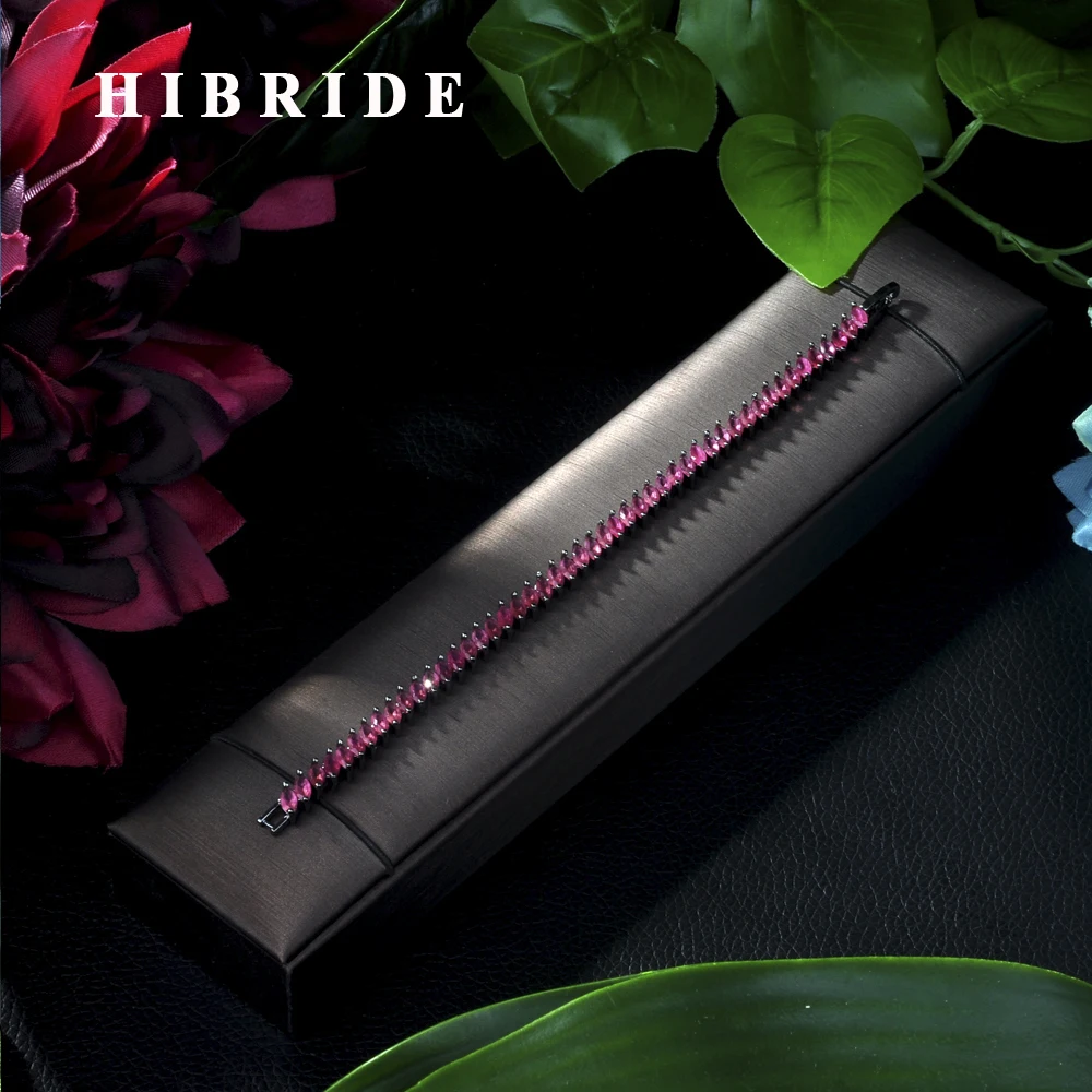 Hibride роскошь овальные кубического циркония кластера Blacelets браслеты Щепка Цвет Свадебные украшения для девочек вечерние аксессуары B-35