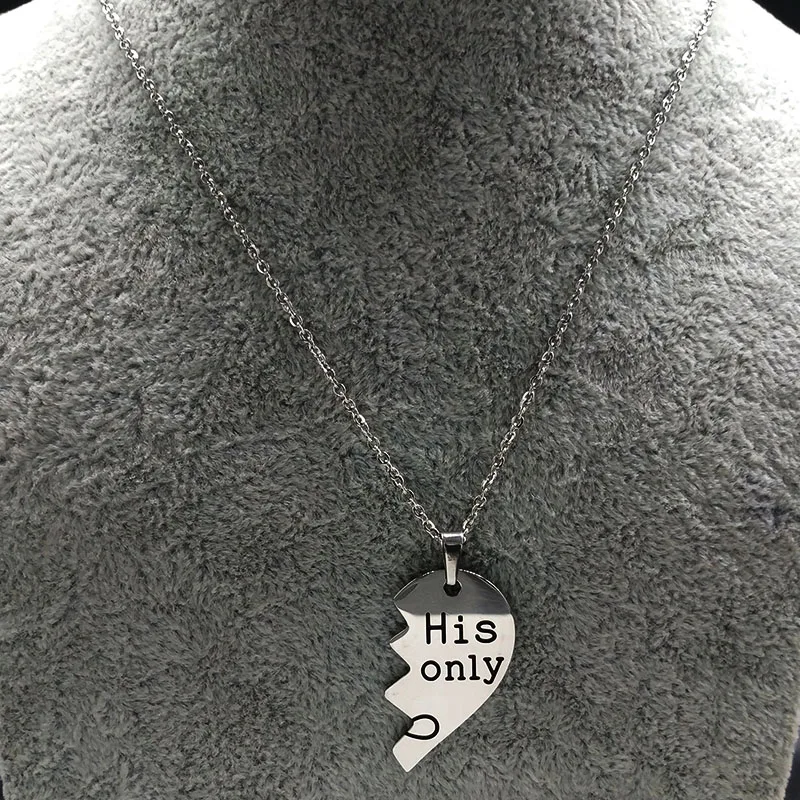 2021 модные ожерелья из нержавеющей стали с надписью Her one His only для пары серебряное