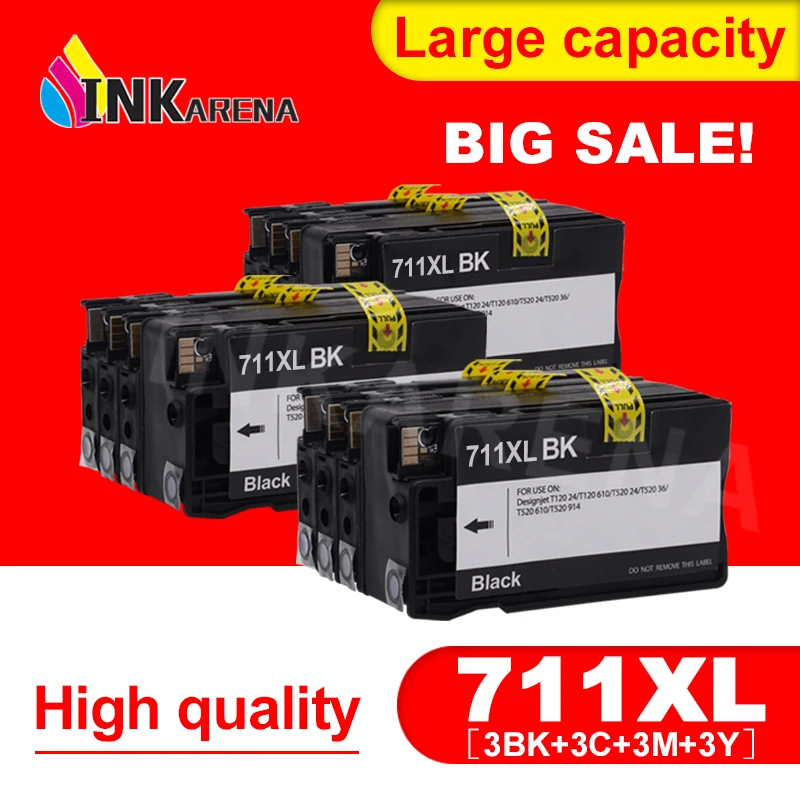 INKARENA 3 комплекта полная фотография 711 XL 711XL для HP711 струйного картриджа HP711XL Designjet