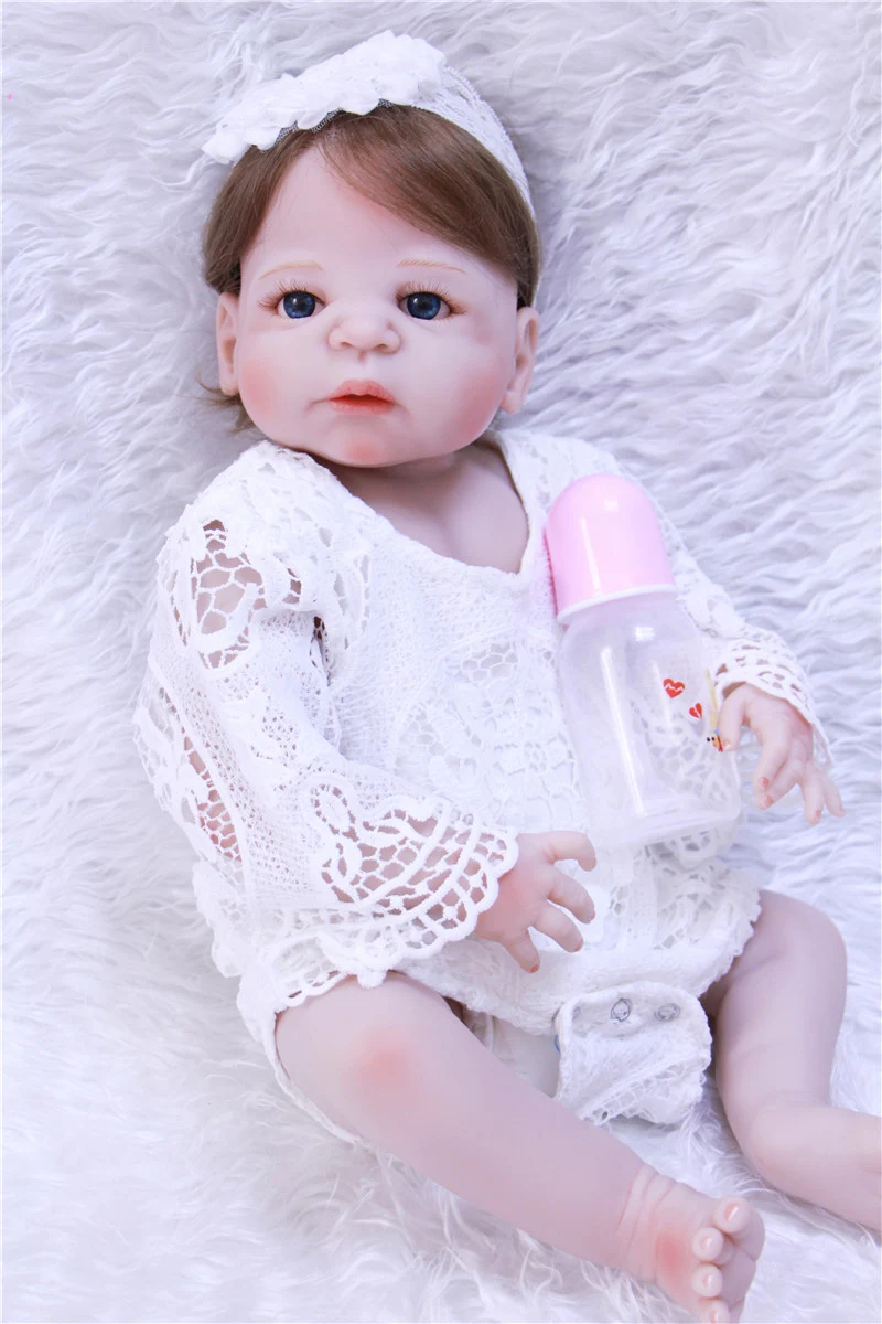 

23'' NPK Silicone Reborn Baby Girl Full Body Vinyl Dolls Touch Real Baby Dolls Lifelike Real Hair New bebe dolls kids Playmates