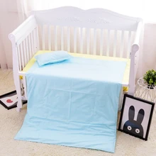 3 шт. простой синий хлопковый комплект постельного белья для малышей, качественные детские постельные принадлежности для кроватки, набор пододеяльников, наволочек, простыней, мягкие детские принадлежности для постельных принадлежностей