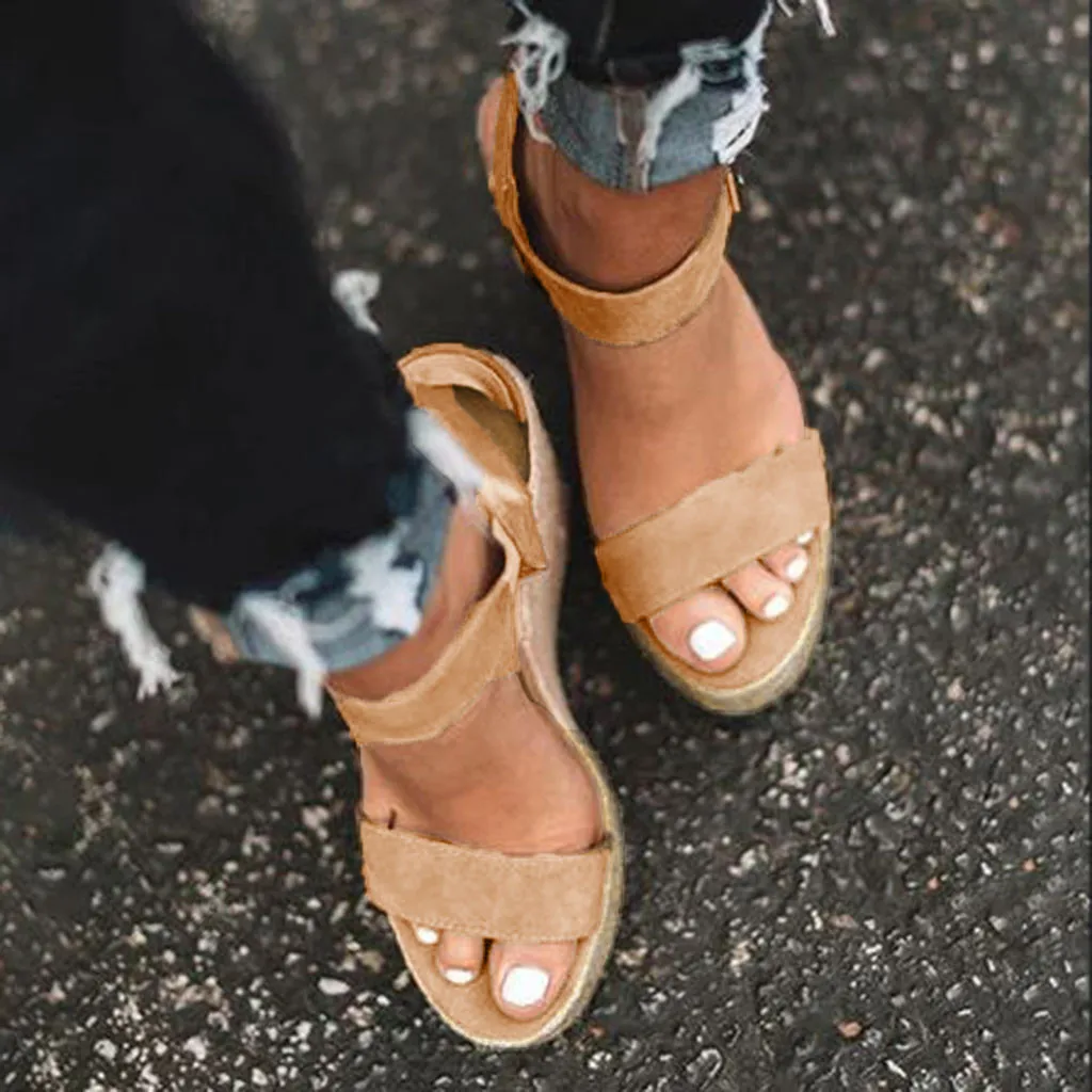 Women Summer Fashion Ankle Strap Sandals Wedges Retro Platform Open Toe Sandals summer sandals women   sandalshigh heels wedges