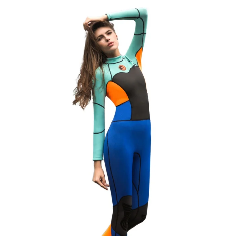 

1.5mm Women Swimsuit / Diving Suit / Surf Clothing One Piece Swimsuit 2018 Surf Swimsuit Long-sleeved Trousers Siamese Warm