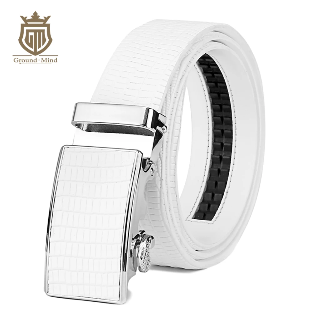 

White Luxury Genuine Leather Lizard Brand Belts for Men High Quality Automatic Belt Man Buckle Real Cowhide Jeans 100-125CM 213