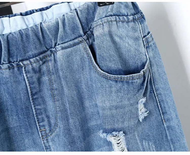 Большие размеры 5XL шаровары для женщин свободные джинсы бойфренды джинсовые штаны повседневные винтажные женский эластичный пояс Джинсы