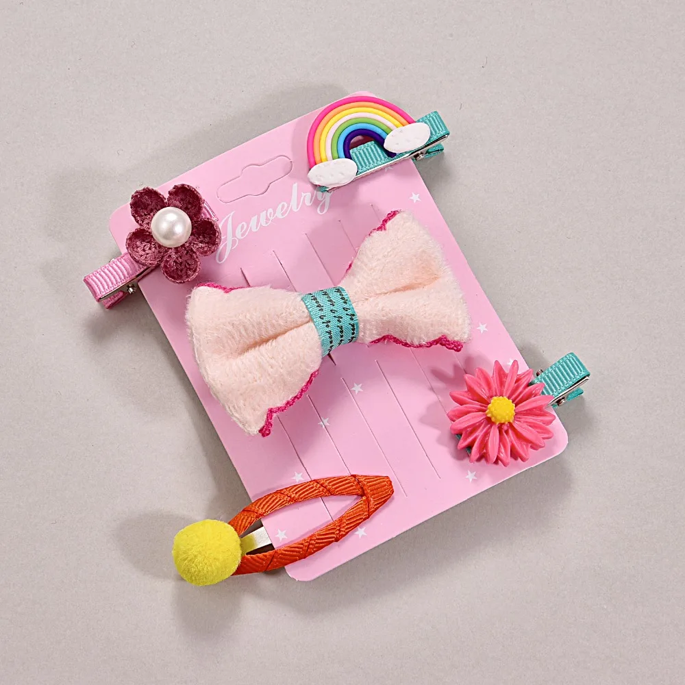 HC Hot Sale Rainbow Flowers Girl Kids Hair Clip Hairpin Cute Child Baby