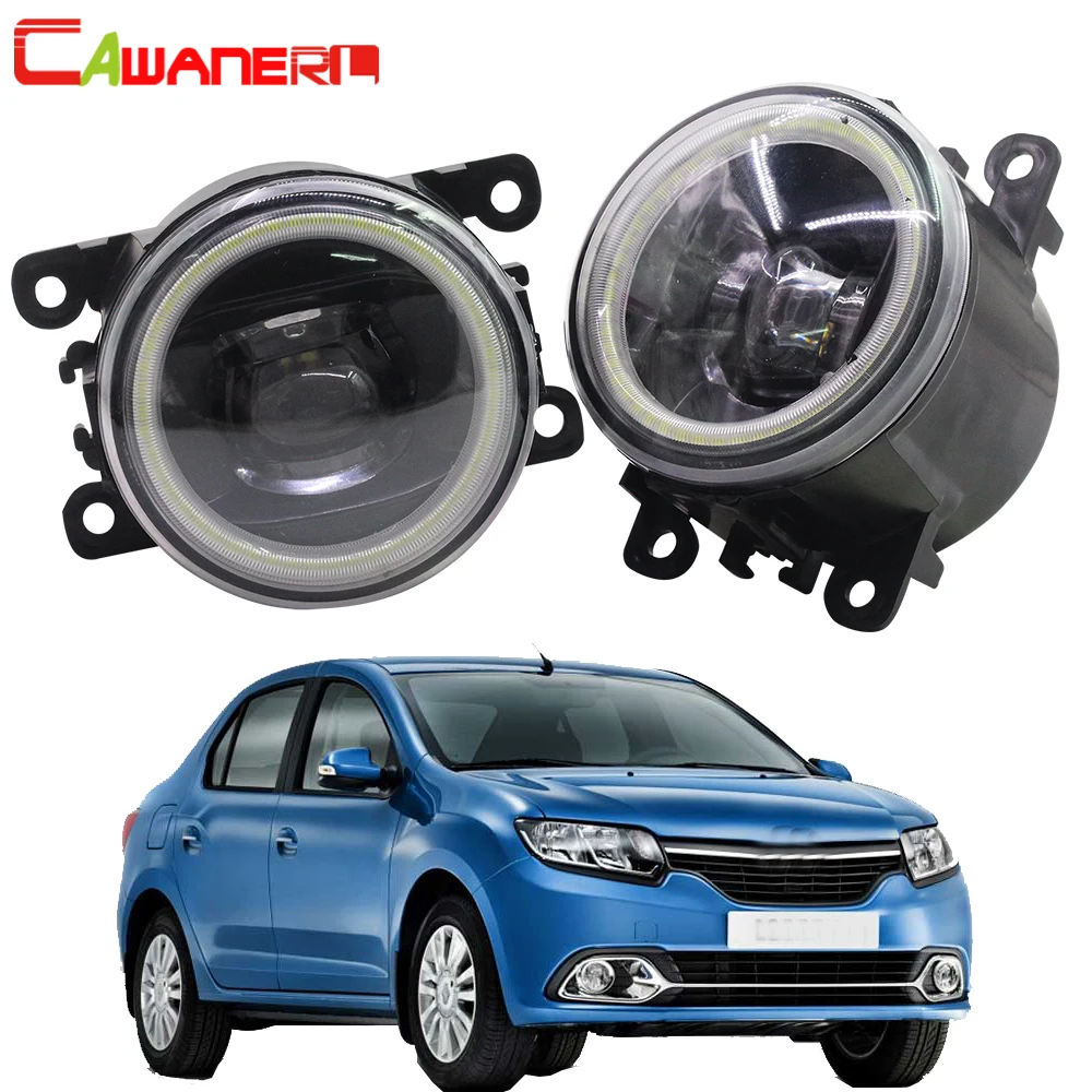  Cawanerl For 2004-2015 Renault Logan Car Accessories LED Fog Light Angel Eye DRL Daytime Running Li - 32931485500