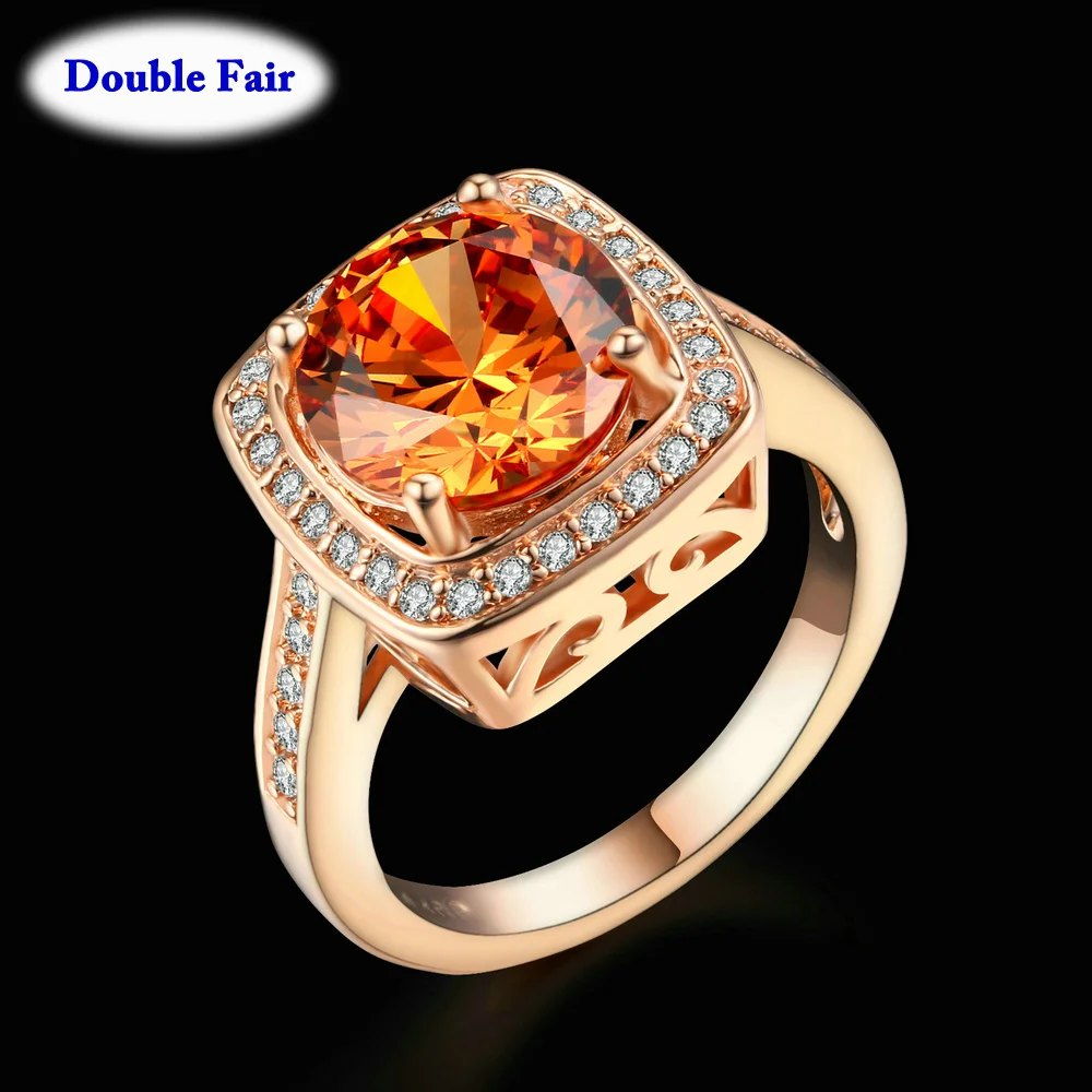 

Big Crystal Framed Wedding Finger Ring For Womens Rose Gold Color Fashion Brand High Quality Jewelry anel DWR057