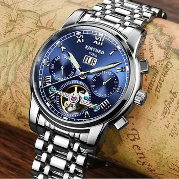 

KINYUED Automatic Mechanical Watches Mens Luminous Hands Complete Calendar Fashion Watch Men Water Resistant Relogio Masculino