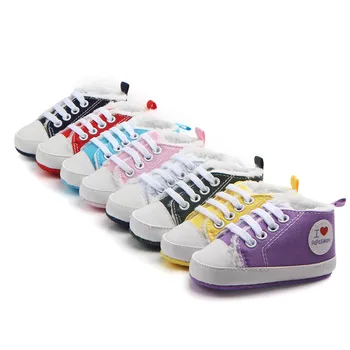 

Winter Children Canvas Shoes Super Warm Wool Classic I lOVE PAPA & Mama Sports Lace-Up Boys Girls First Walker Sneaker
