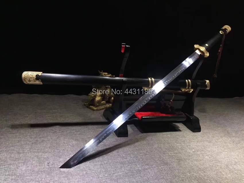 Chinese Long Quan Handmade KungFu Fighting Knife Tang Dynasty Dao Sword Katana Super Sharp T10 Steel Clay Tempered